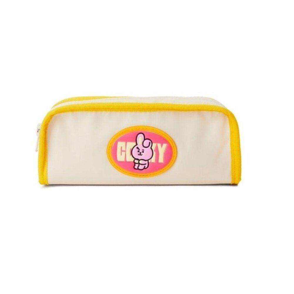 NWT BT21 Line Friends Cooky Pencil Case Off White Yellow Pink Zippered